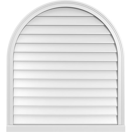 Ekena Millwork Round Top Surface Mount PVC Gable Vent w/ 2"W x 2"P Brickmould Sill Frame, 36"W x 40"H GVPRT36X4003SN